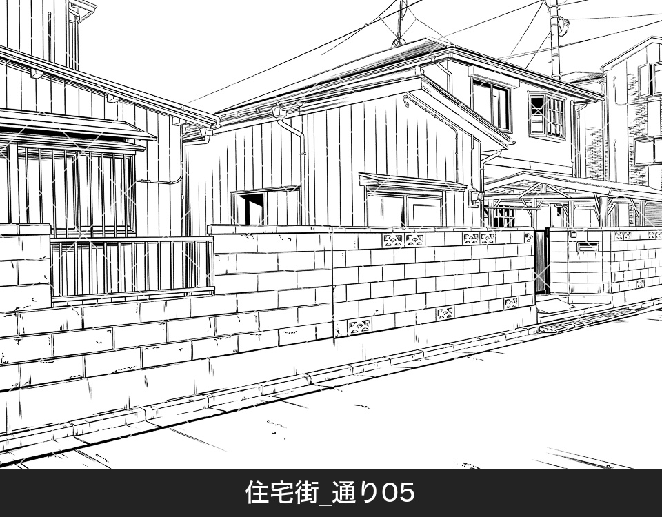 住宅街の通り5(モブ付き)