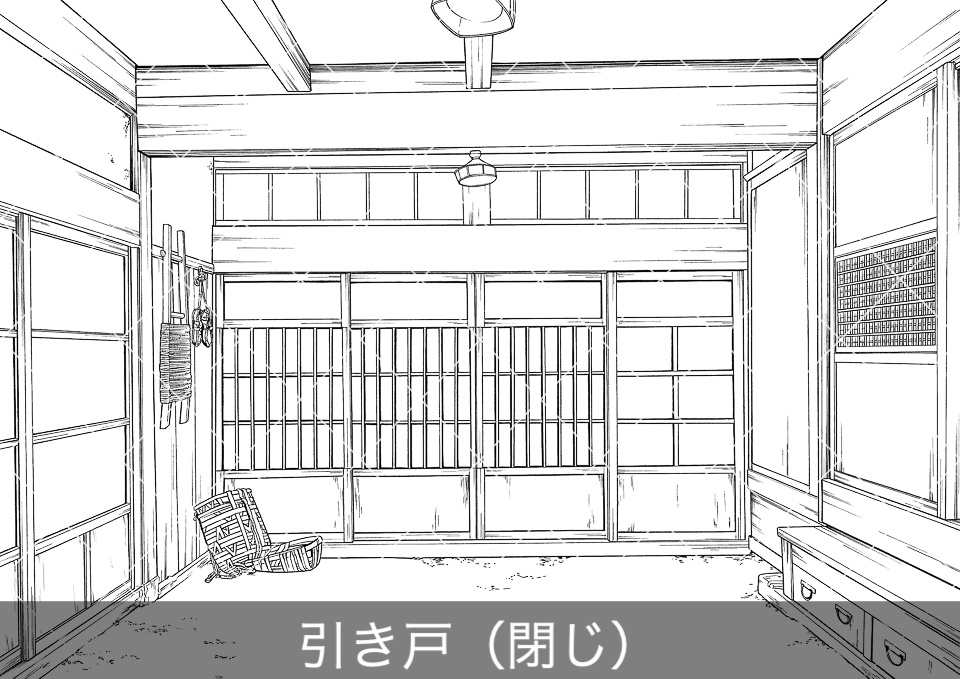 日本家屋の玄関2(アタリ付き)