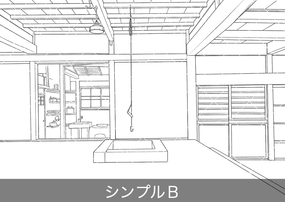 日本家屋の囲炉裏のある板間(アタリ付き)