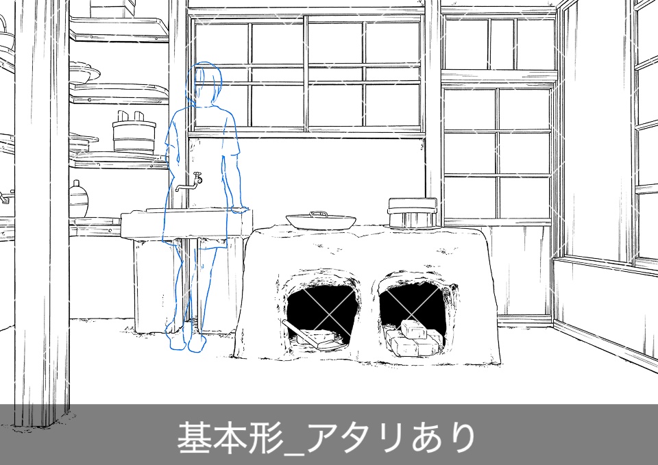日本家屋の炊事場(アタリ付き)