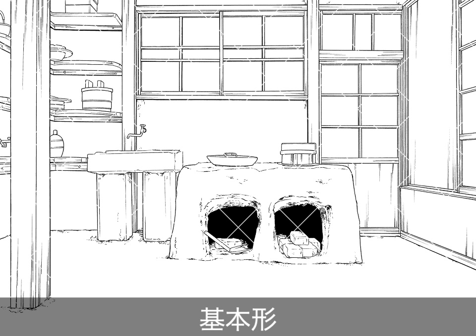 日本家屋の炊事場(アタリ付き)