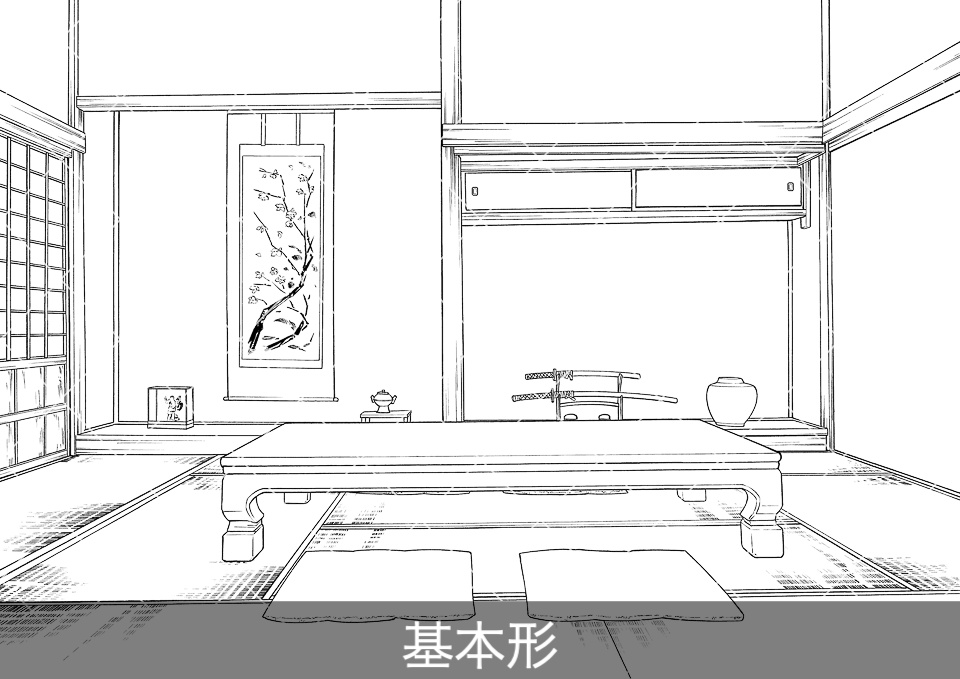 日本家屋の床の間のある座敷(アタリ付き)