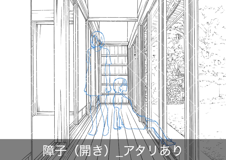 日本家屋の廊下(アタリ付き)