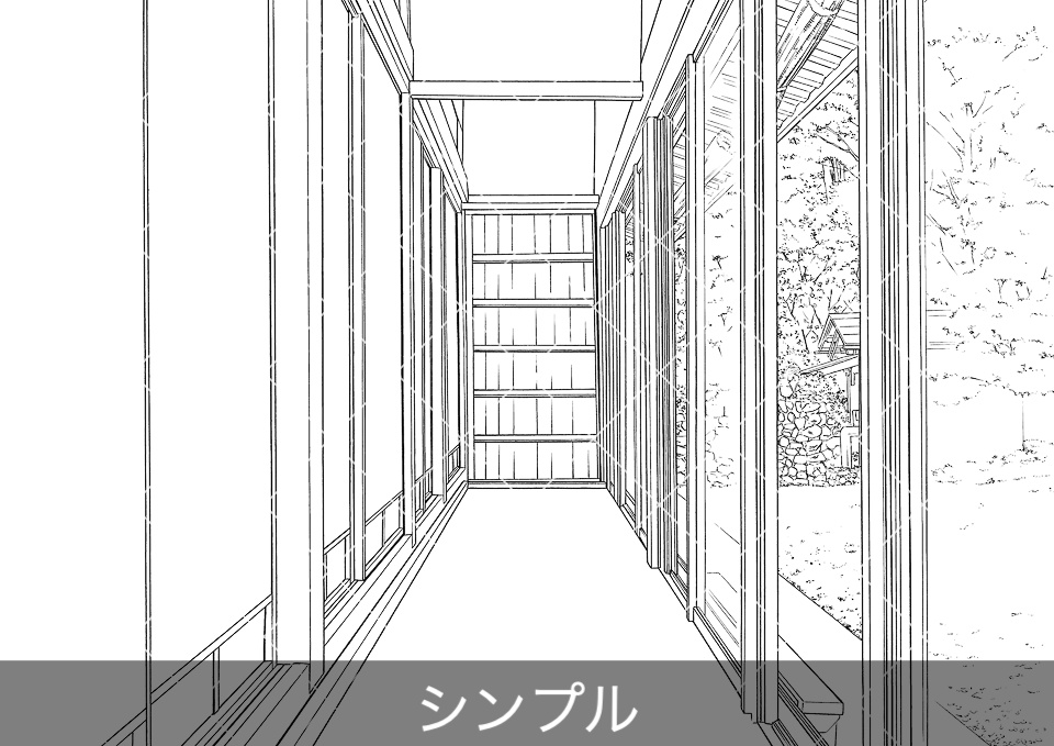 日本家屋の廊下(アタリ付き)