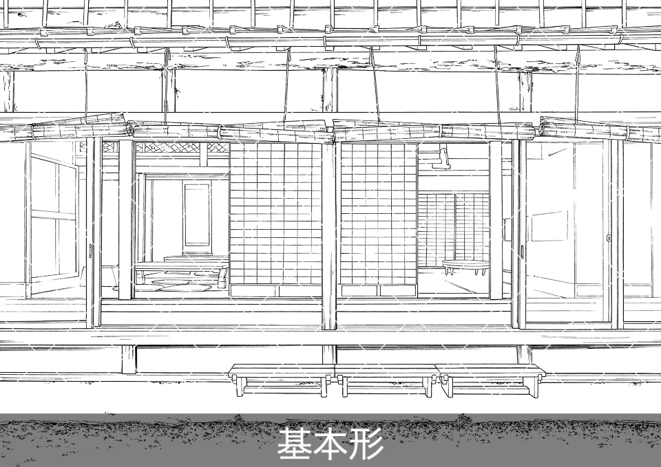 日本家屋の縁側(アタリ付き)