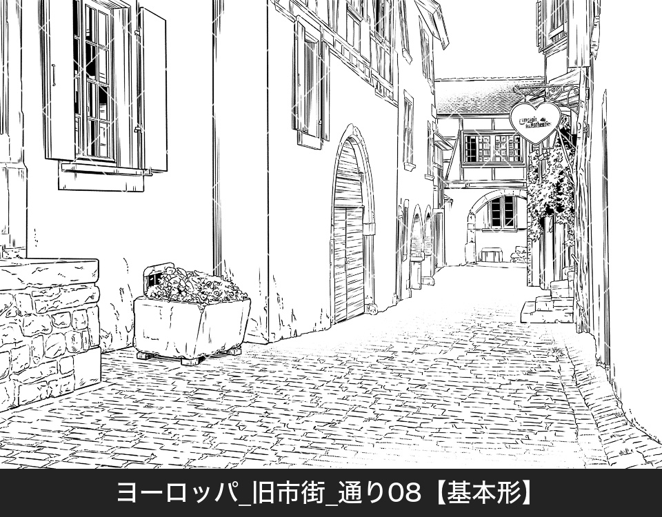 ヨーロッパ・旧市街の通り8(モブ付き)