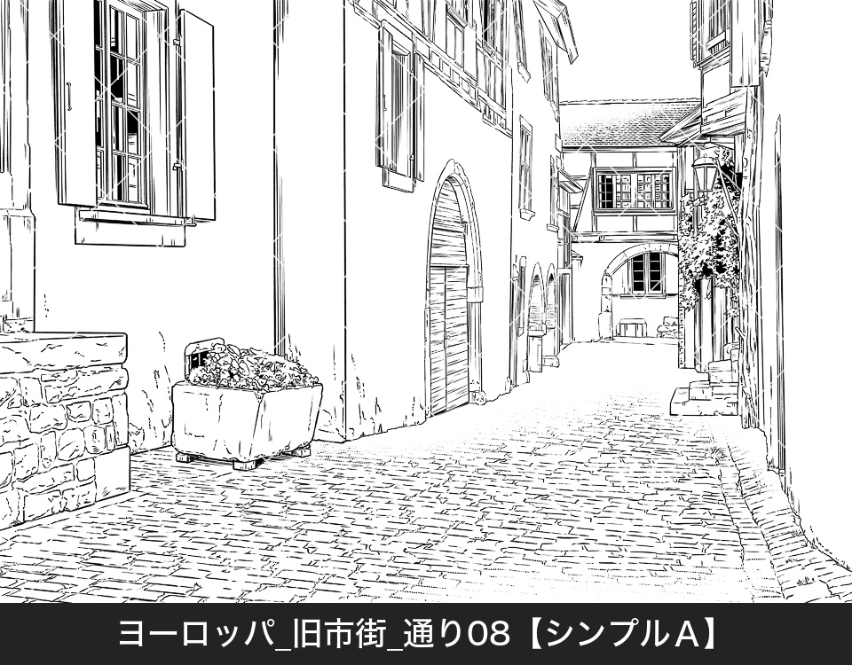 ヨーロッパ・旧市街の通り8(モブ付き)