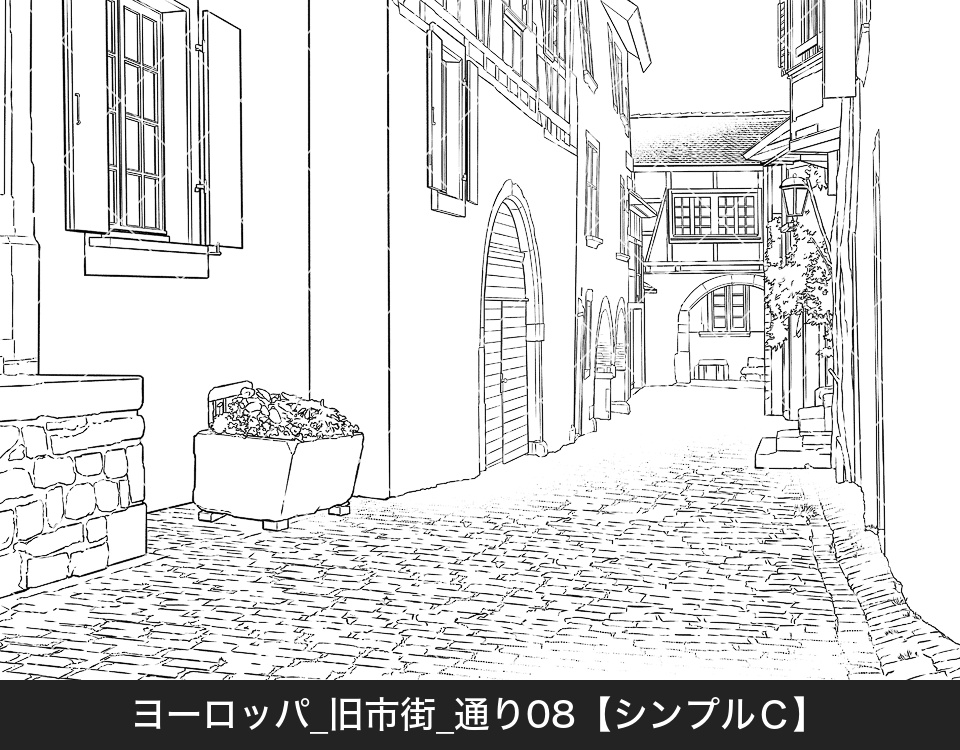ヨーロッパ・旧市街の通り8(モブ付き)
