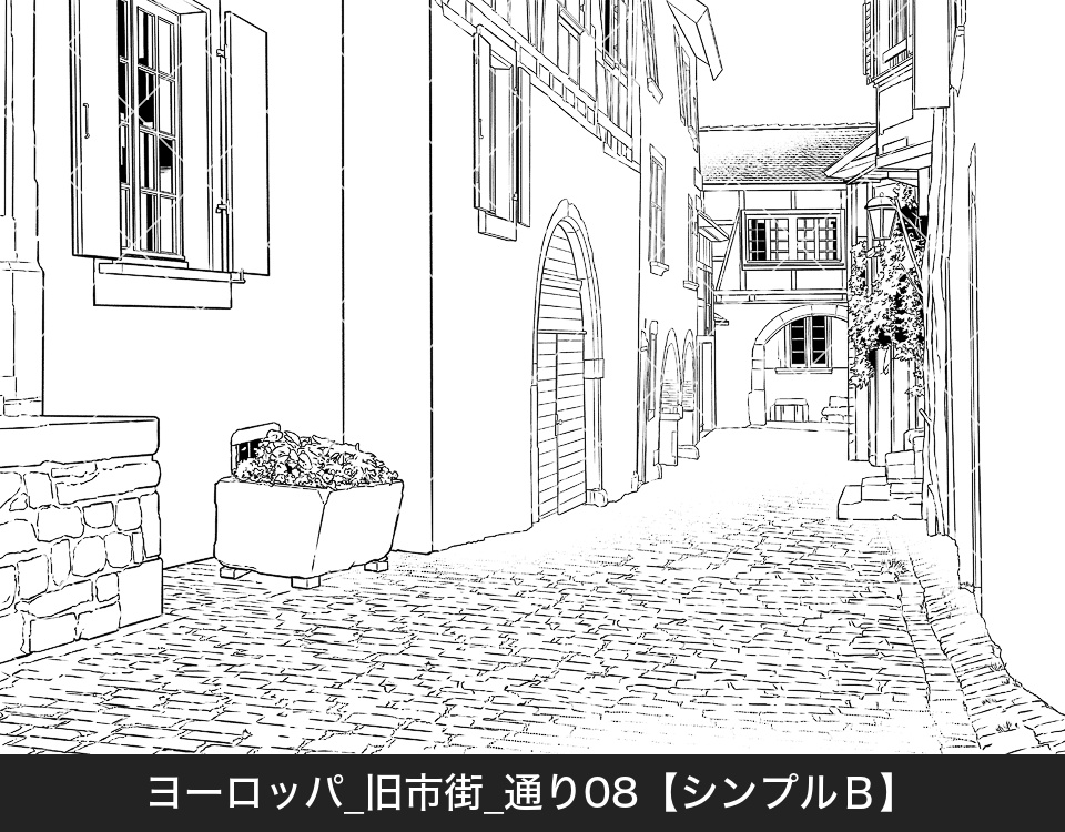 ヨーロッパ・旧市街の通り8(モブ付き)