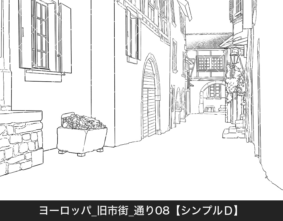 ヨーロッパ・旧市街の通り8(モブ付き)