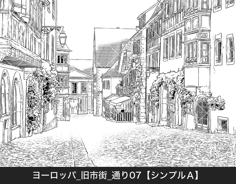 ヨーロッパ・旧市街の通り7(モブ付き)