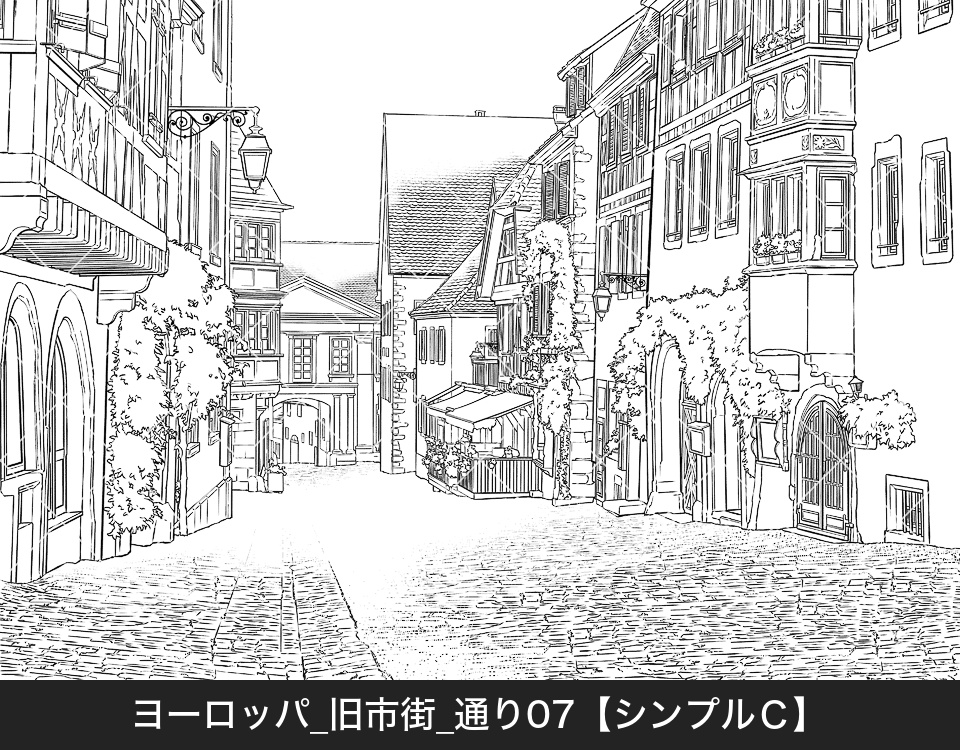 ヨーロッパ・旧市街の通り7(モブ付き)