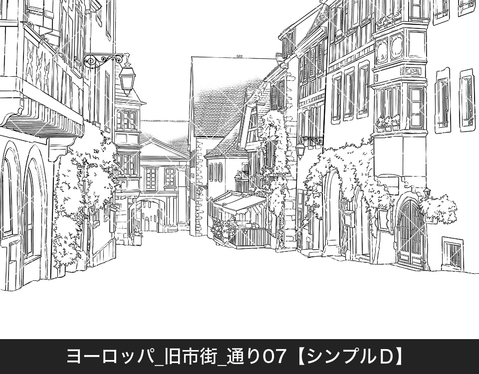 ヨーロッパ・旧市街の通り7(モブ付き)
