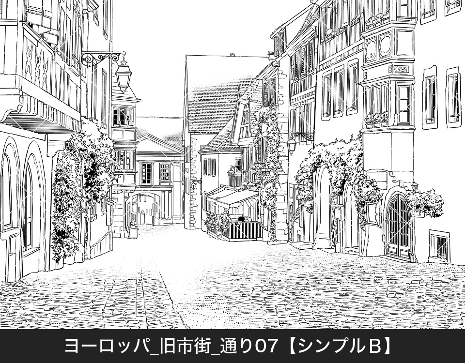 ヨーロッパ・旧市街の通り7(モブ付き)