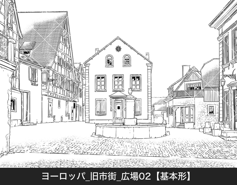 ヨーロッパ・旧市街の広場2(モブ付き)