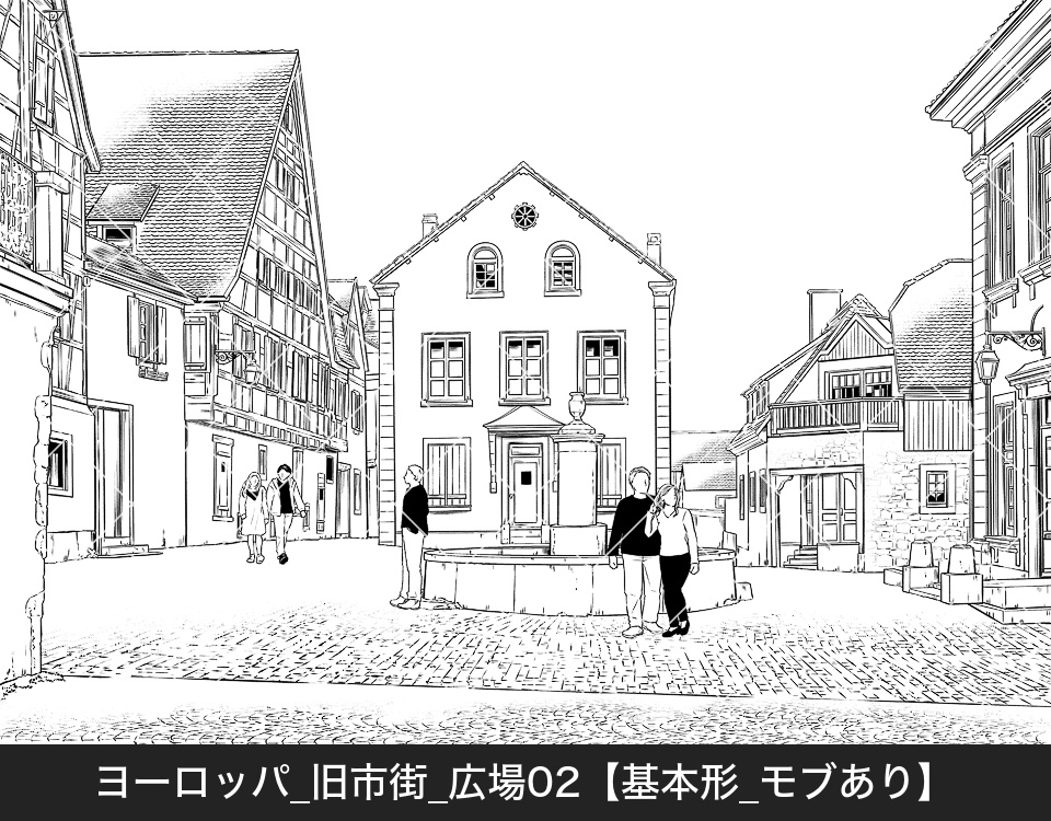 ヨーロッパ・旧市街の広場2(モブ付き)
