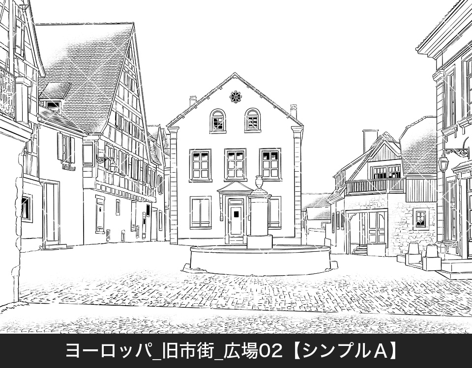 ヨーロッパ・旧市街の広場2(モブ付き)