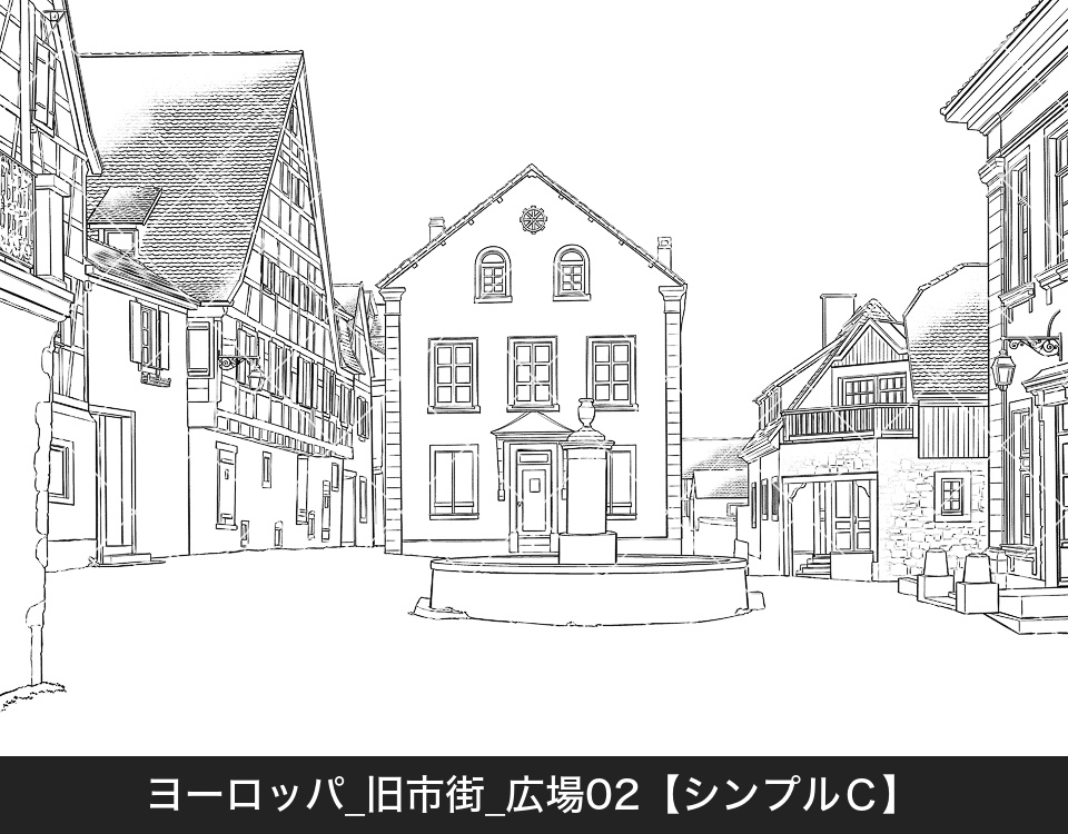 ヨーロッパ・旧市街の広場2(モブ付き)