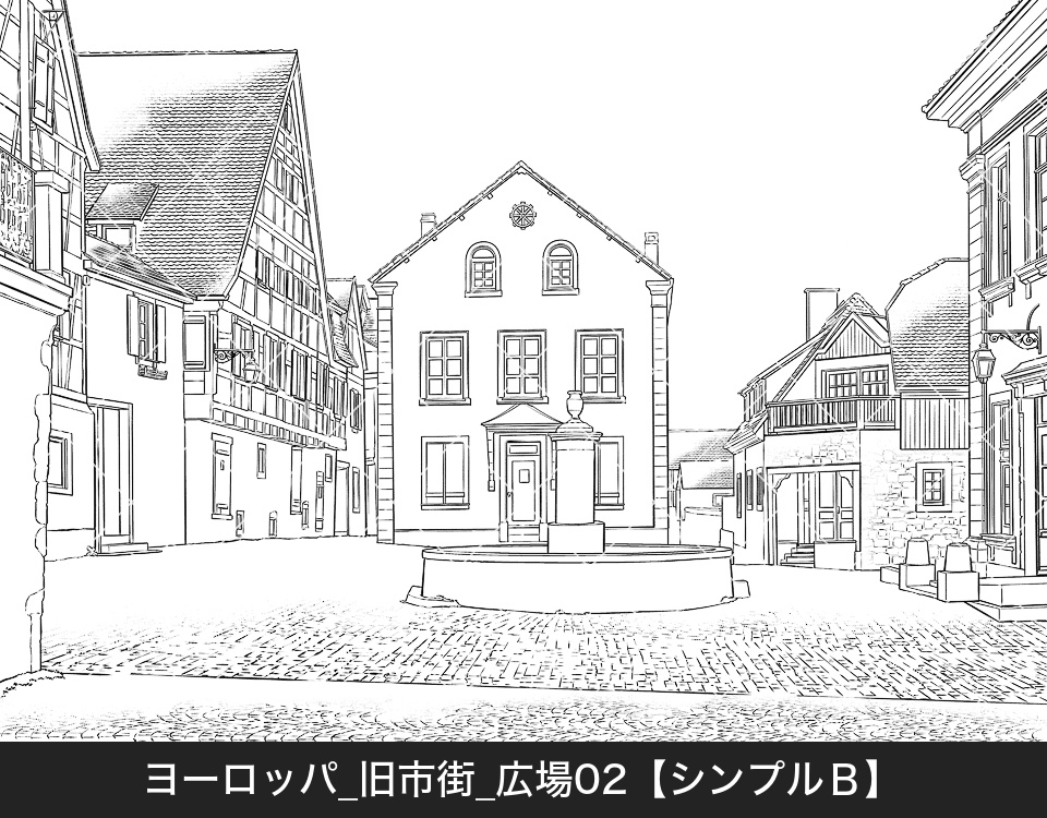 ヨーロッパ・旧市街の広場2(モブ付き)