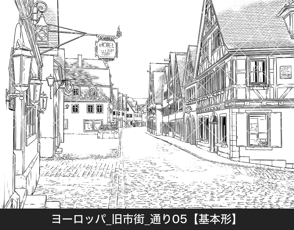 ヨーロッパ・旧市街の通り5(モブ付き)