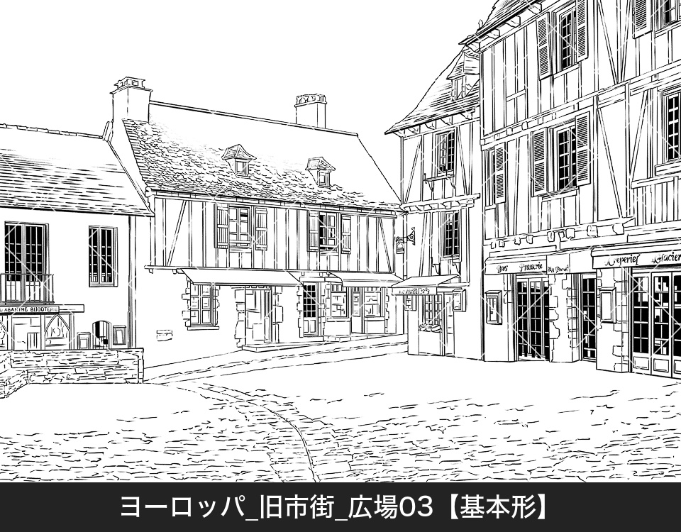 ヨーロッパ・旧市街の広場3(モブ付き)