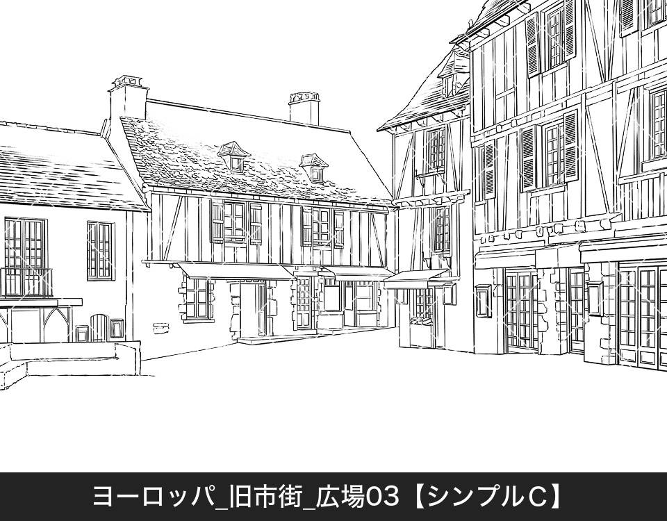 ヨーロッパ・旧市街の広場3(モブ付き)