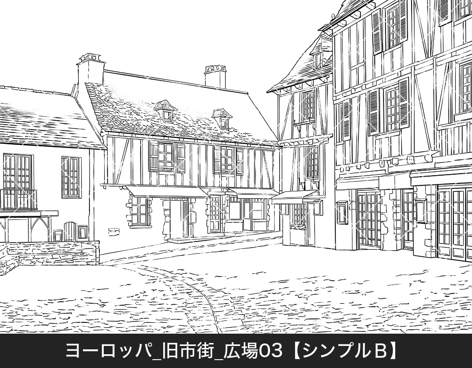 ヨーロッパ・旧市街の広場3(モブ付き)