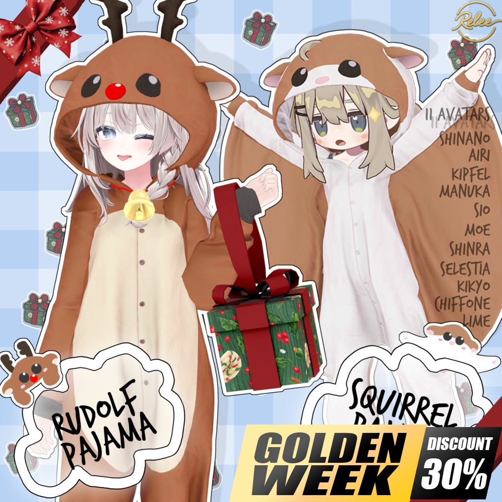 ✨GOLDEN WEEK SALE✨【Chocolat update】【PB】『Flying Squirrel & Rudolf Pajamas🐹』【12 Avatars】