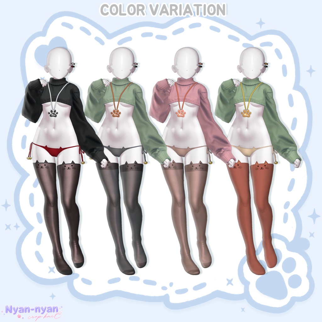 ✨THANK YOU 30K ♡✨ 【PB】🐾 Nyan-nyan Crop Knit 🐾【17Avatars】
