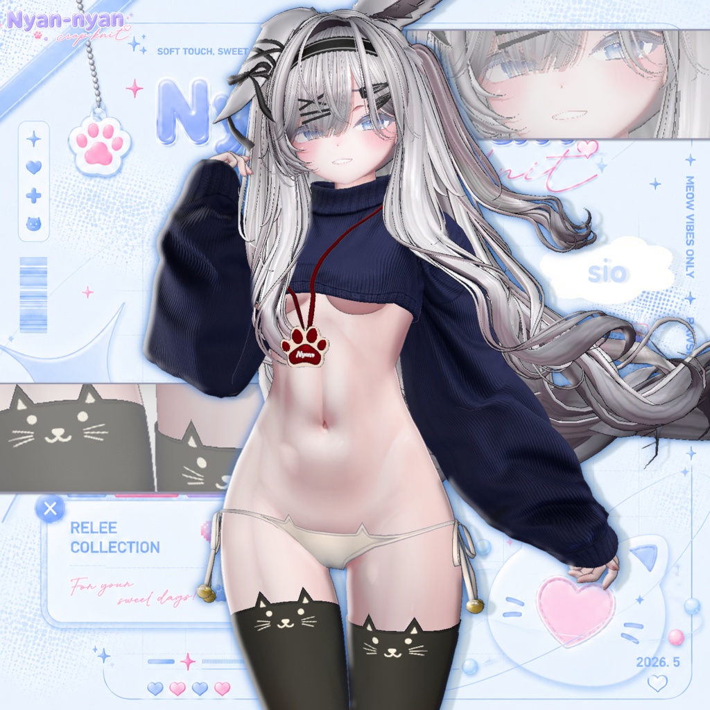 ✨THANK YOU 30K ♡✨ 【PB】🐾 Nyan-nyan Crop Knit 🐾【17Avatars】