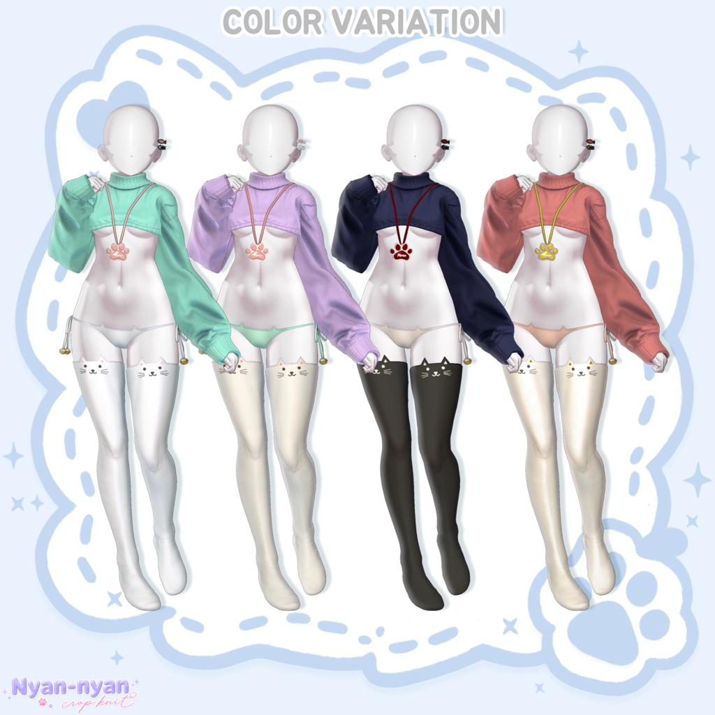 ✨THANK YOU 30K ♡✨ 【PB】🐾 Nyan-nyan Crop Knit 🐾【17Avatars】