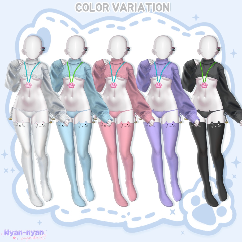 ✨THANK YOU 30K ♡✨ 【PB】🐾 Nyan-nyan Crop Knit 🐾【17Avatars】