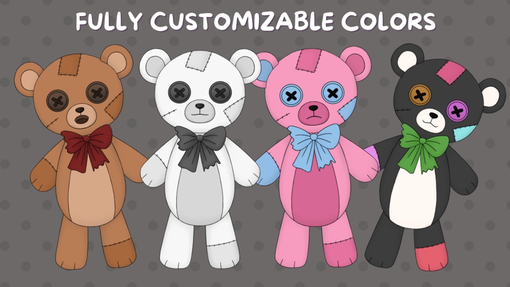 Free Live2D Model] Abandoned Bear Plushie [Customizable Colors