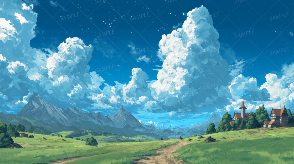 【背景_0016】星降る平原と遠き峰
