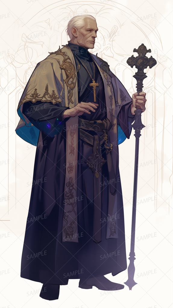 【立ち絵_0033】聖杖を掲げる大司教