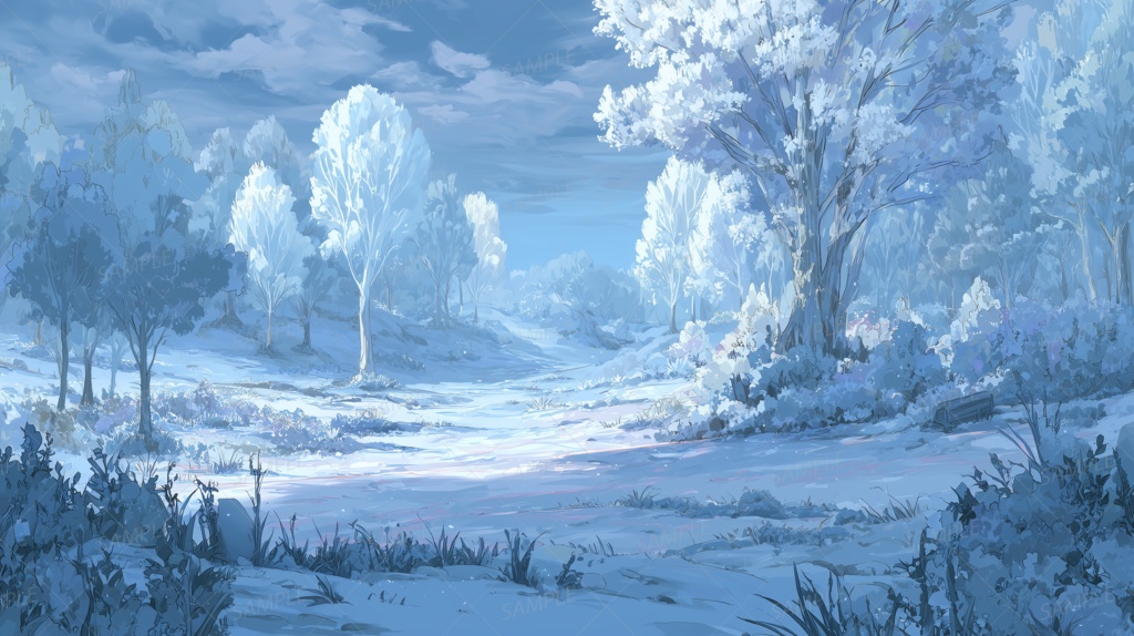 【背景_0022】白銀の雪降る記憶道
