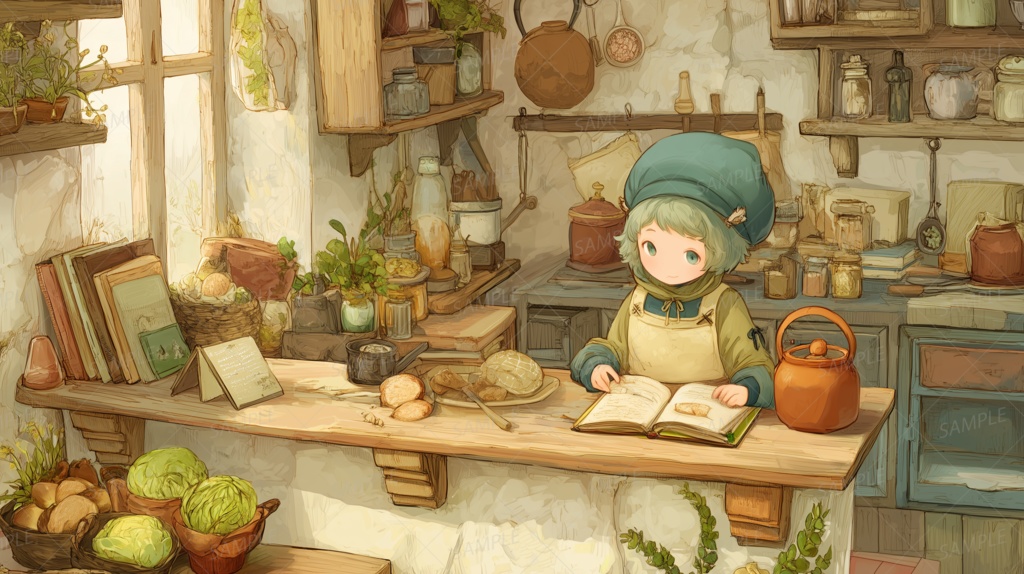 【一枚絵_0004】台所に宿る魔法