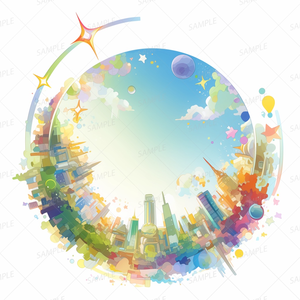 【アイコン_0031】未来都市の虹色環