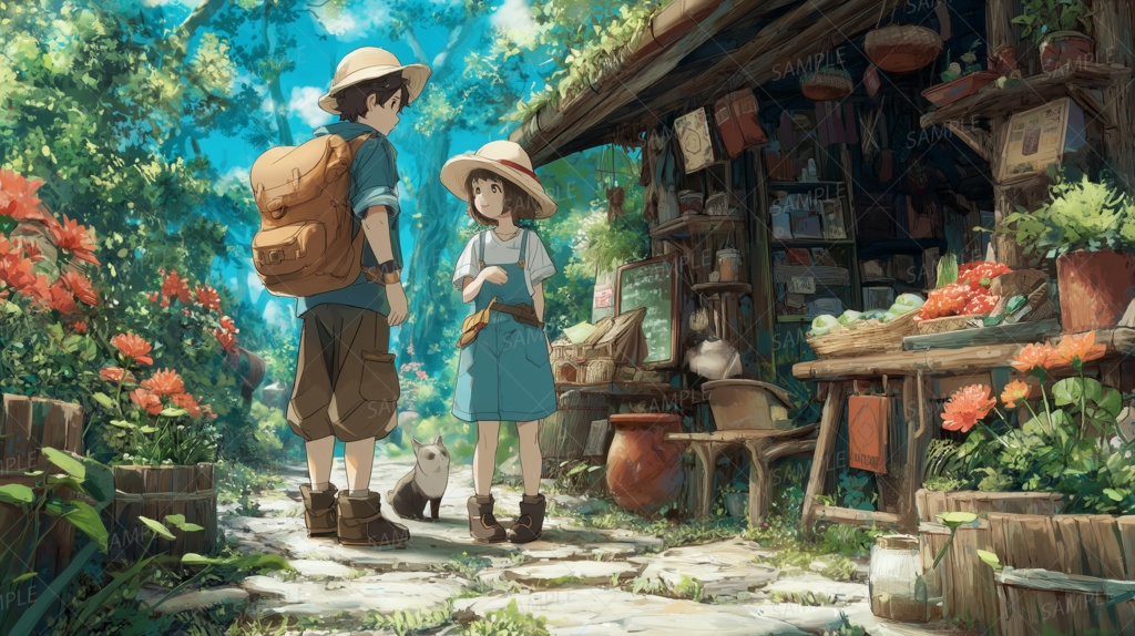 【一枚絵_0007】森の道の小さなお店