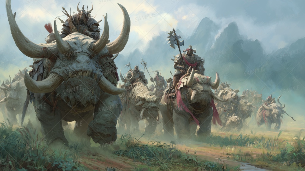 【一枚絵_0010】灰煙を纏う獣装団の進軍