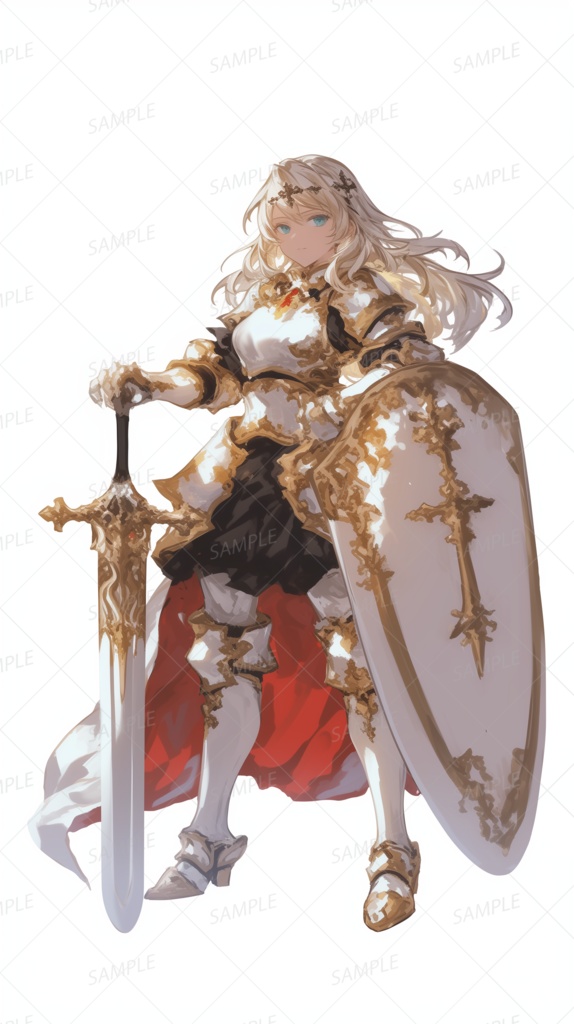 【立ち絵_0095】光を纏いし白金の乙女騎士