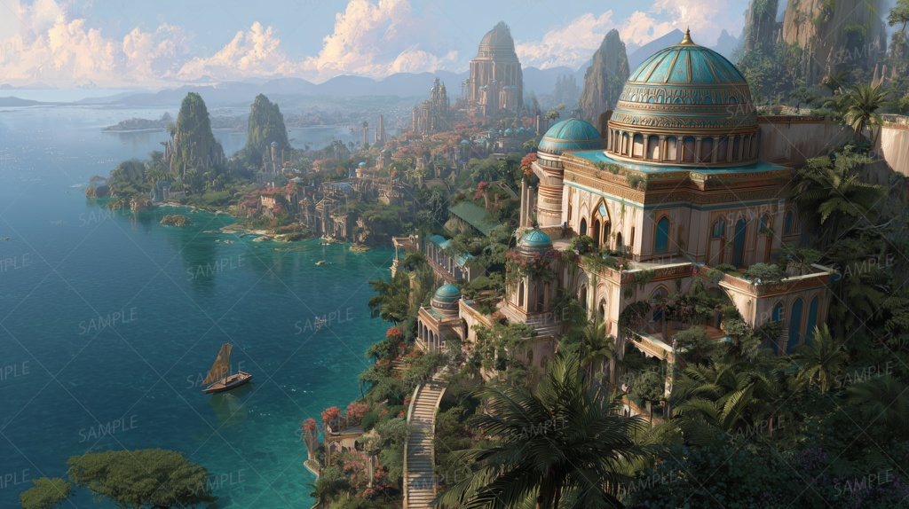 【背景_0034】陽光に沈む碧の王都