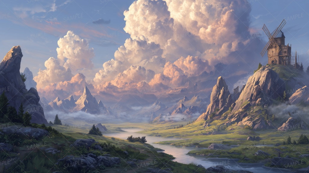 【背景_0036】幻の風車と空の境界線