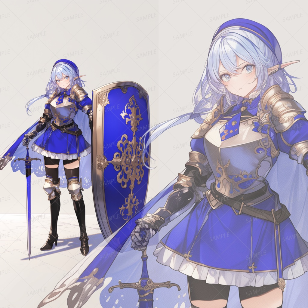 【立ち絵_0120】碧盾のエルフ騎士