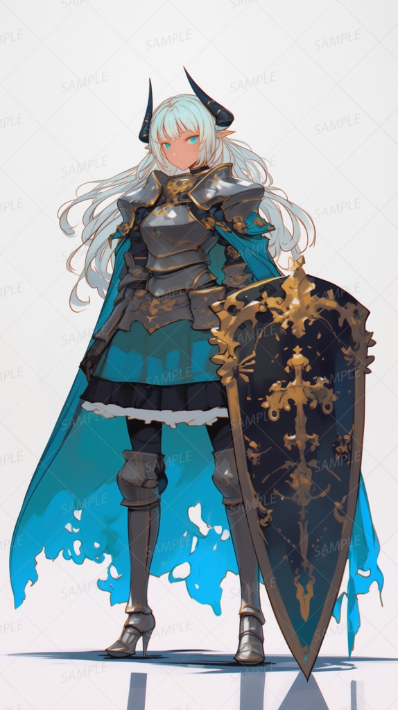 【立ち絵_0137】黒鉄の蒼角姫騎士