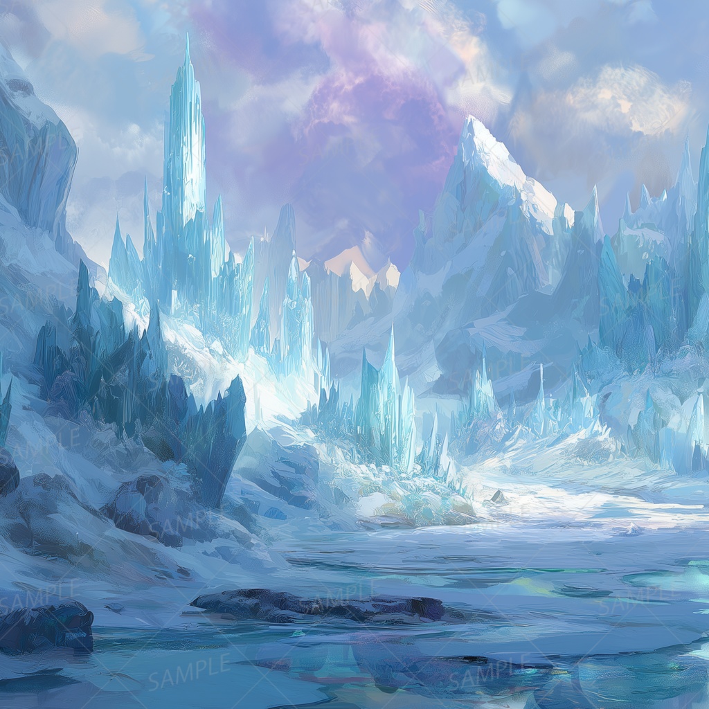 【背景_0043】氷晶の尖塔と白銀の谷