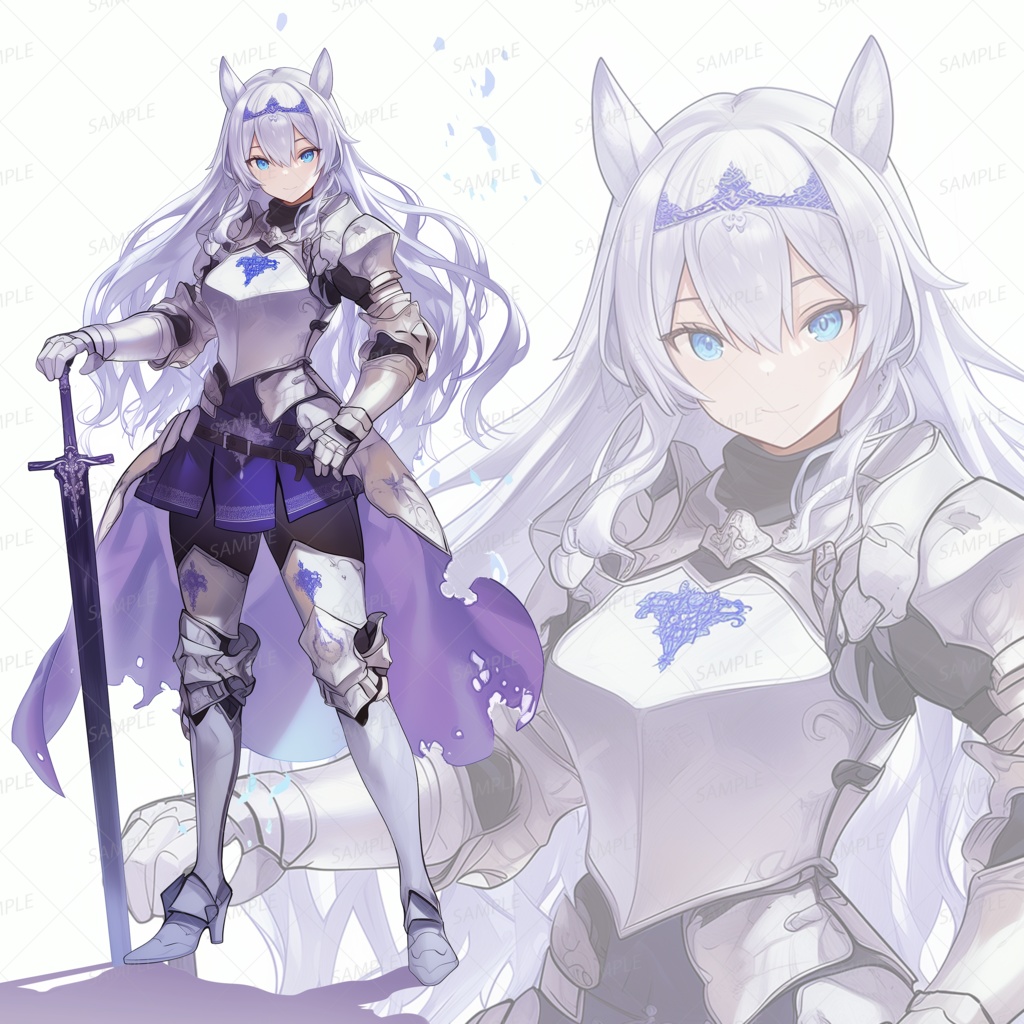 【立ち絵_0152】月影に立つ誇り高き白銀剣姫