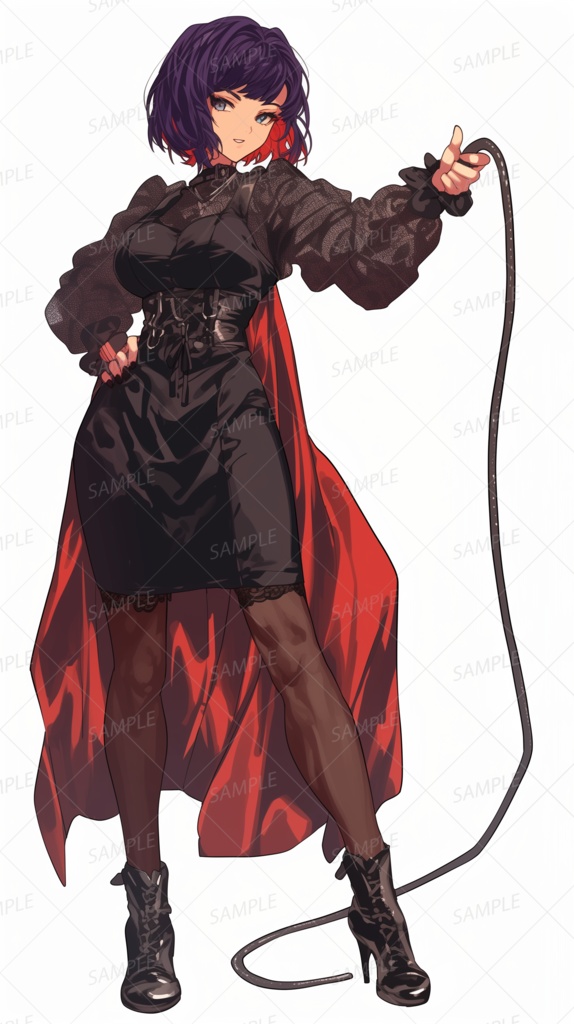 【立ち絵_0153】漆黒の鞭を操る紅影の女王