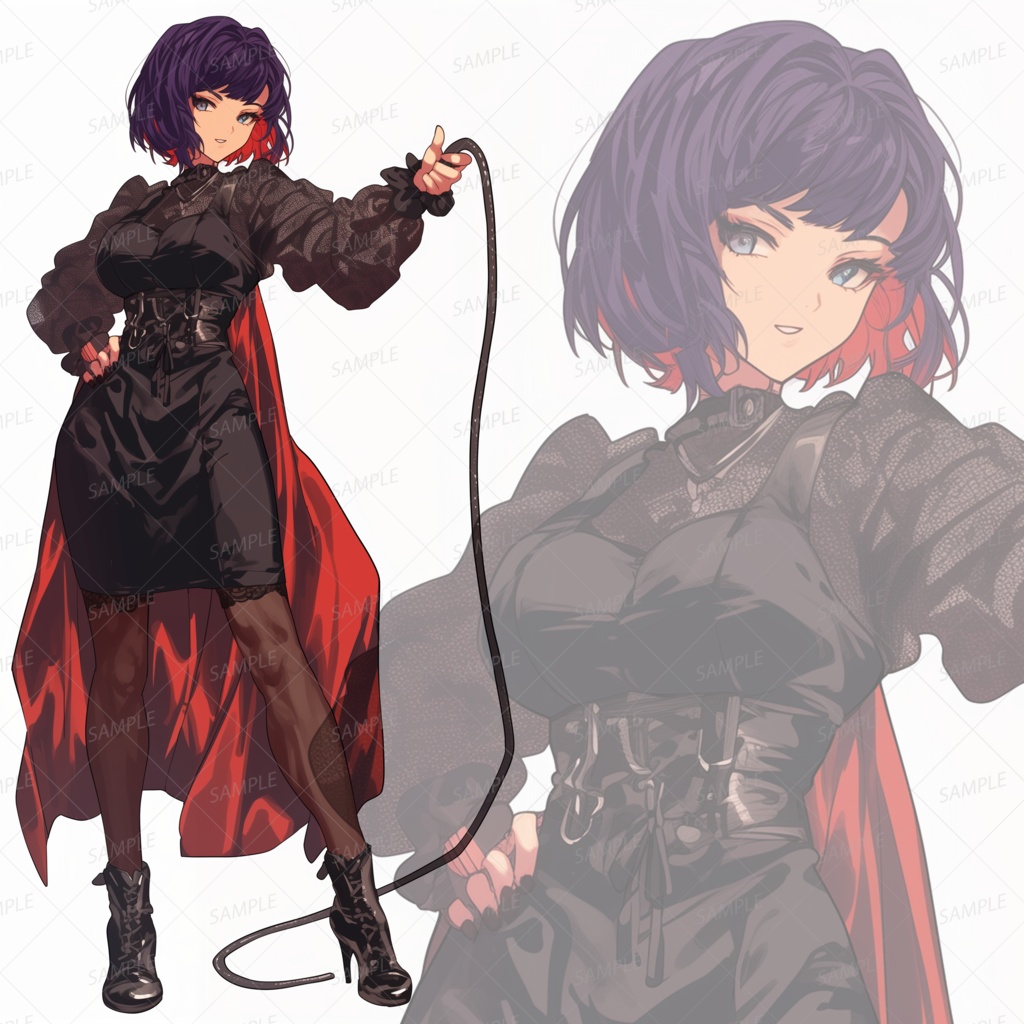 【立ち絵_0153】漆黒の鞭を操る紅影の女王