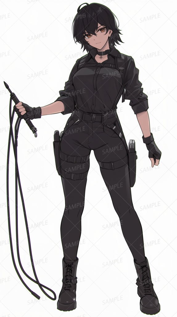 【立ち絵_0154】黒装束の冷徹な制圧者